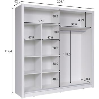 Wymiary: Szafa przesuwna z lustrem 204 BAKI 12