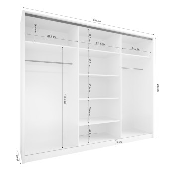 Wymiary Szafy przesuwnej LOTUS B 250 