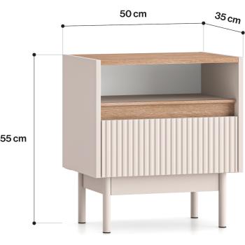 Wymiary: Szafka nocna ERMITE 08 kaszmir / dąb cremona