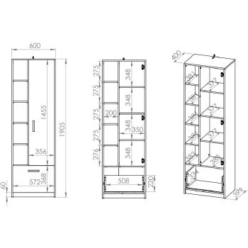 Wymiary regał FIJI FJ03 60cm