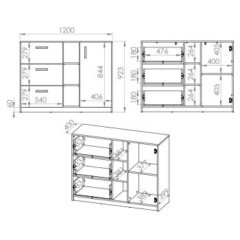 Wymiary komoda FIJI FJ06 120cm