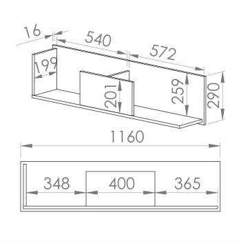 Wymiary półka FIJI FJ10 116cm