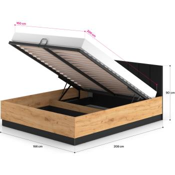 Wymiary: Łóżko 160x200 z podnoszonym stelażem URSA 14A 