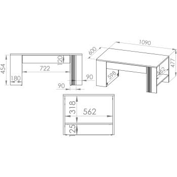 Wymiary: Ława FLORES FS10