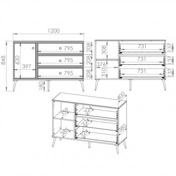 Wymiary: Komoda GOLDEN GL05
