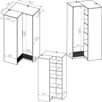 Wymiary: Szafa narożna EMPOLI 03