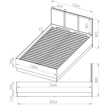 Wymiary: Łóżko 120x200 z podnoszonym stelażem EMPOLI 12A