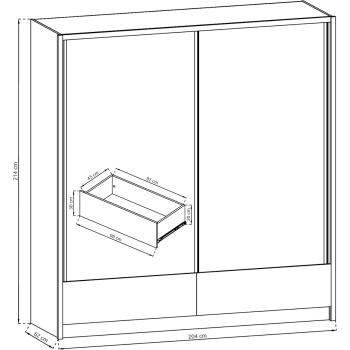 Wymiary: Szafa przesuwna z lustrem LYRA 200