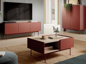 Meble COLOUR ceramic red / dąb linea