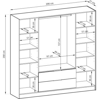 Wymiary: Szafa CARLY A / B