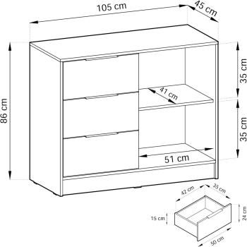 Wymiary: Komoda LAILA 2D