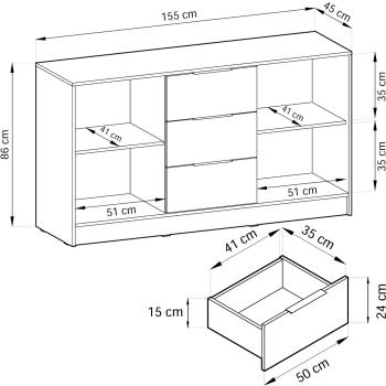 Wymiary: Komoda LAILA 3D