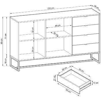 Wymiary: Komoda BERAM 03
