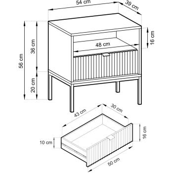 Wymiary: Stolik nocny MOVA 05