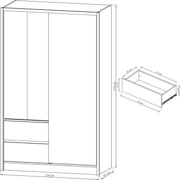 Wymiary: Szafa przesuwna z lustrem SIRI 130
