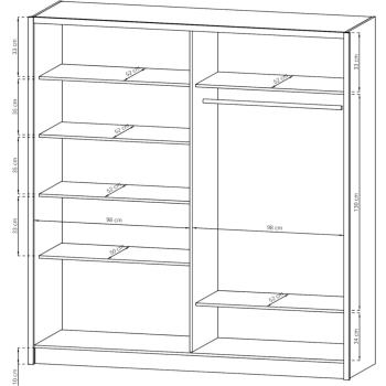 Wymiary: Szafa przesuwna z lustrem SIRI 200