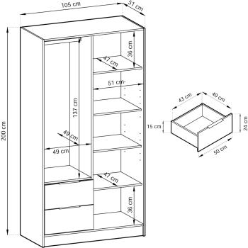 Wymiary: Szafa LAILA 2D