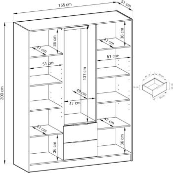 Wymiary: Szafa LAILA 3D