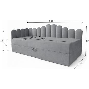 Wymiary: Łóżko dziecięce tapicerowane 80x200 NELA 