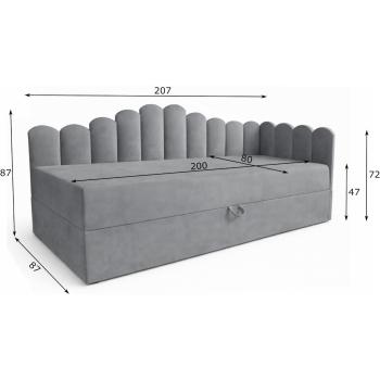 Wymiary: Łóżko dziecięce tapicerowane 80x200 NELA