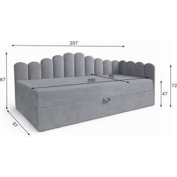 Wymiary: Łóżko dziecięce tapicerowane 90x200 NELA