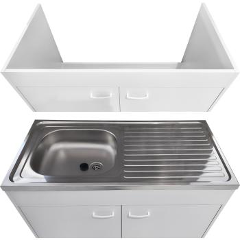 Szafka dolna + zlew 100cm SIMPLE II biały laminat